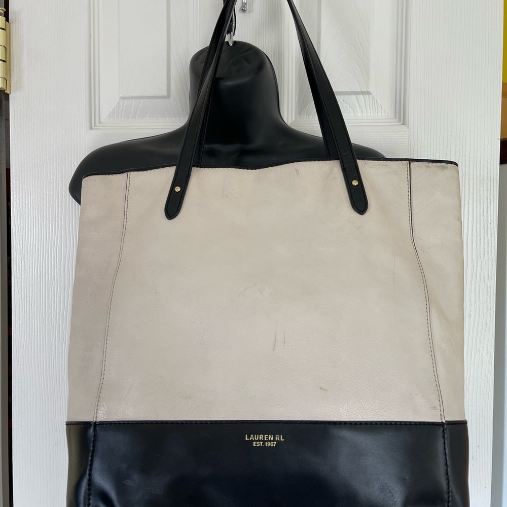 Ralph Lauren Black and Cream Women's Tote Bag